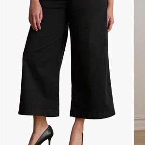 Lauren Ralph Lauren Black Stretch Wide-Leg Women's Twill Pants Sz 18 W